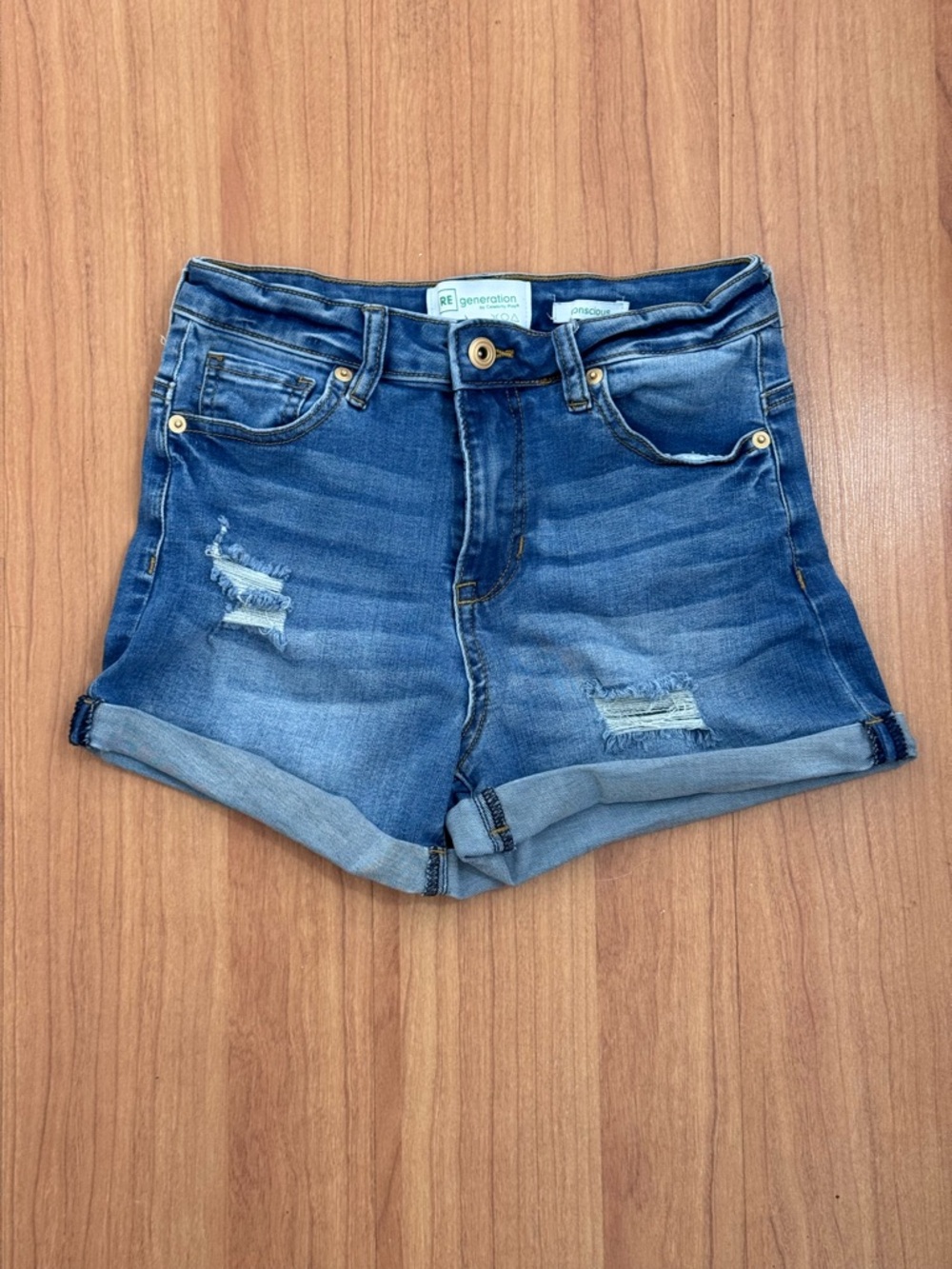 RE Generation Denim Shorts Size 3 Distressed Cuffed Mid Rise